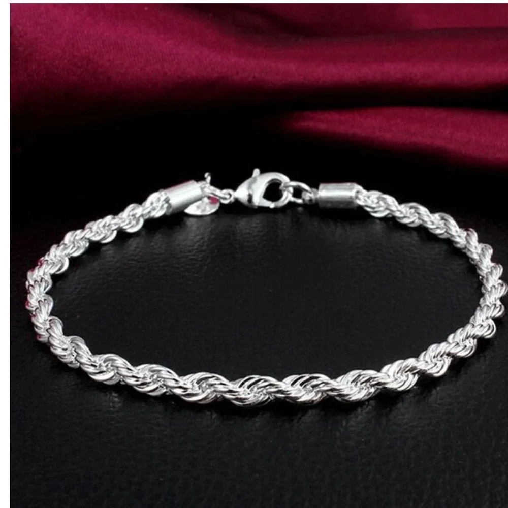 NEW‎ Sterling Silver 925 Rope Chain Bracelet